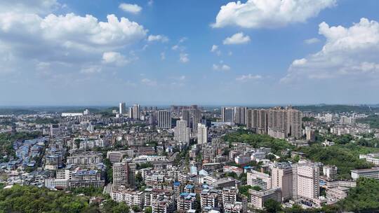 航拍四川自贡大景自贡城市建设