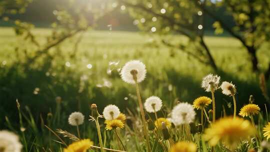 处暑蒲公英露珠清新治愈微距视频
