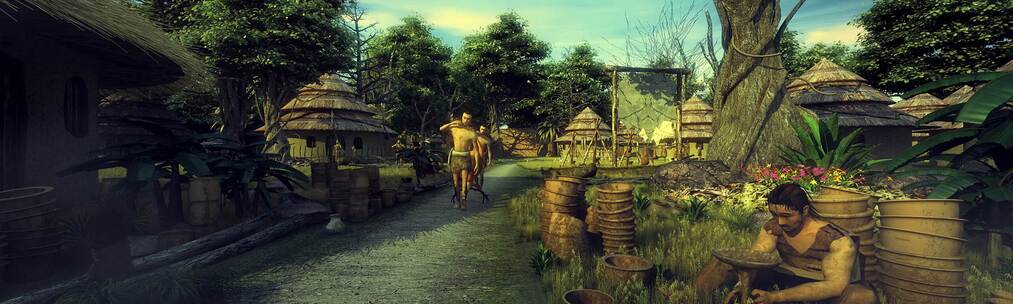 三维古代原始社会原始部落野人生活部落动画