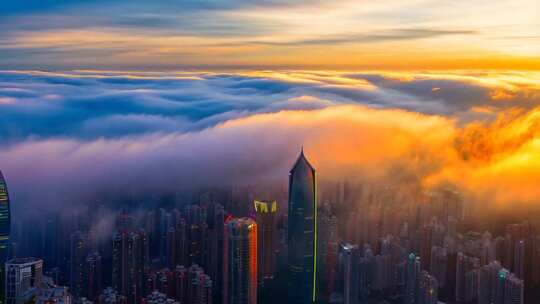 深圳城市云海日出全景