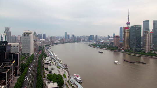 延时上海船舶在黄浦江上航行延时视频素材模板下载