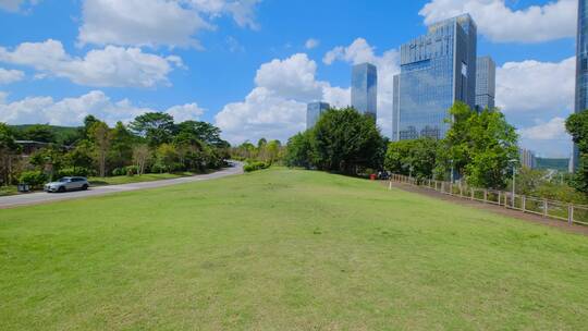 园林城市高楼建筑风光公园广场草地