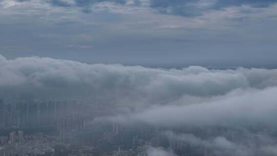 云端上的深圳湾超总基地在建工地航拍空镜视频素材模板下载