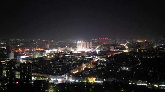 航拍河南漯河城市夜景