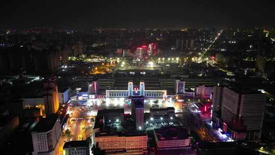 河南郑州城市夜景航拍