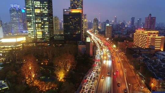 城市夜景航拍延时4k