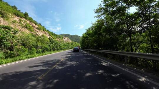 开车视角行驶在公路上  沿途风景