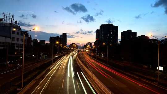 北京三环路紫竹桥立交桥日转夜傍晚延时