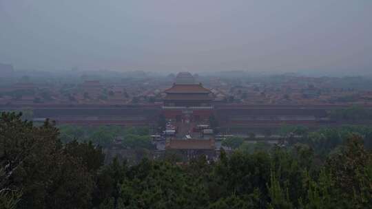雨天北京中轴线故宫视频素材模板下载