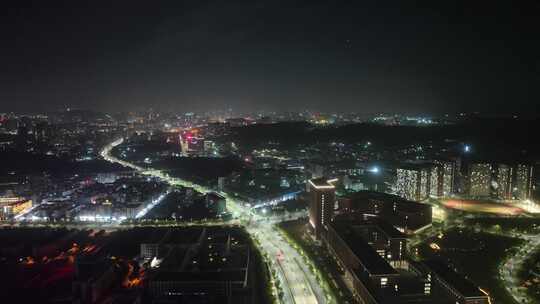 深圳光明校区中山大学夜景航拍学校建筑风光