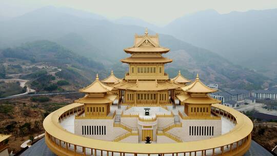 航拍雪窦山弥勒圣坛4k