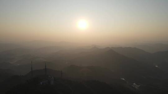 航拍山川日落晚霞夕阳