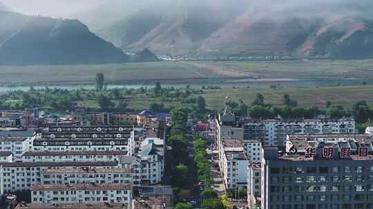 吉林集安大气航拍城市风景4K