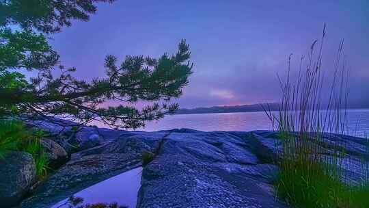 唯美夕阳湖面晚霞