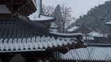 杭州径山寺中式古建筑寺庙雪景高清在线视频素材下载