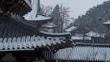 杭州径山寺中式古建筑寺庙雪景高清在线视频素材下载