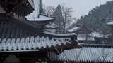 杭州径山寺中式古建筑寺庙雪景高清在线视频素材下载