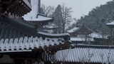 杭州径山寺中式古建筑寺庙雪景高清在线视频素材下载