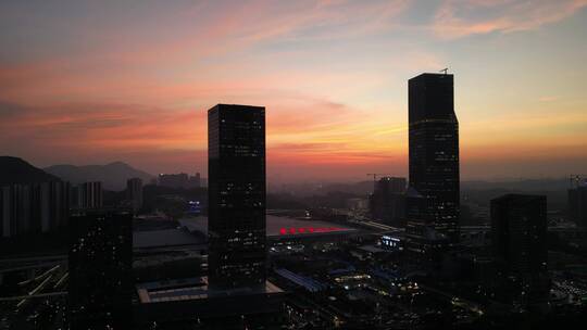 深圳北站夕阳晚霞视频素材模板下载