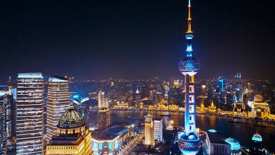 上海东方明珠夜景视频素材模板下载