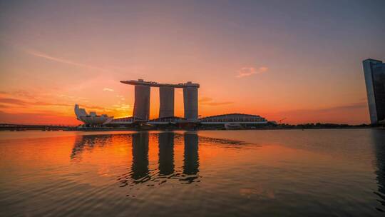 新加坡金沙酒店城市中心延时航拍