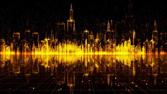 高端大气金色数字城市粒子光效艺术