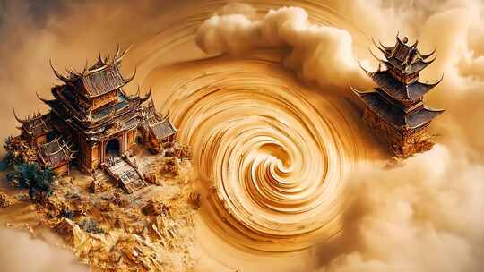 沙漠幻境古代宫殿神秘传说荒漠建筑虚幻实景