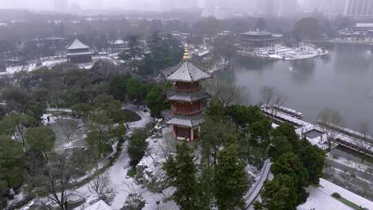 西安兴庆宫公园雪景