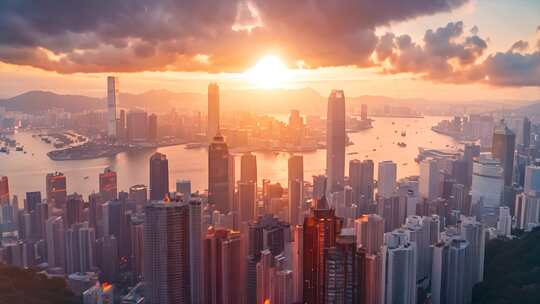 香港城市风景航拍延时夜景大湾区宣传片地标