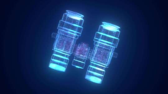科技望远镜蓝色夜视镜模型动画