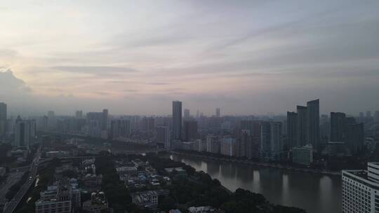 广州荔湾清晨航拍视频素材模板下载