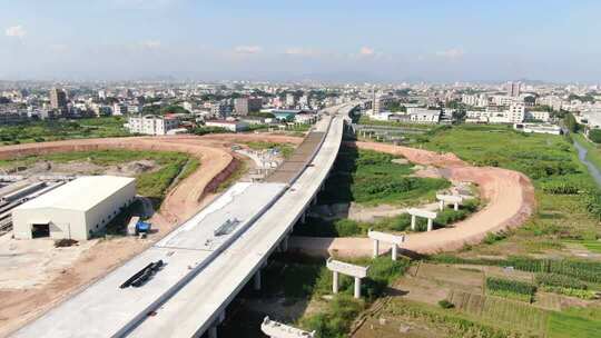 城市快速路建设航拍全景