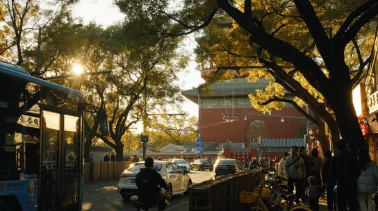 (4k实拍）北京秋天胡同 人文生活
