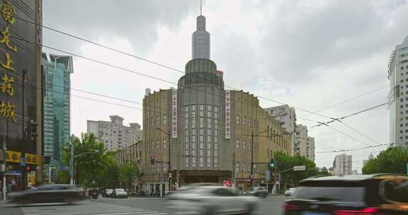 上海百乐门建筑人流车流慢门