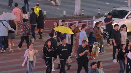 长沙黄兴广场五一广场夜晚夜景人流游客长沙