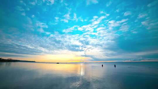 日落晚霞夕阳黄昏傍晚湖面湖泊阳澄湖