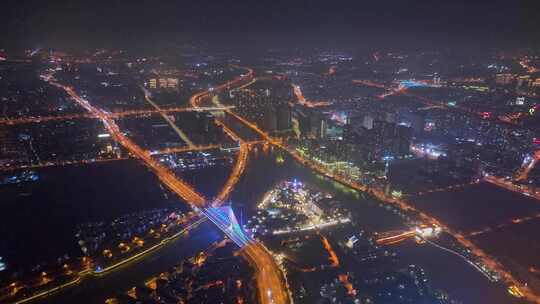 江苏无锡城市夜景航拍