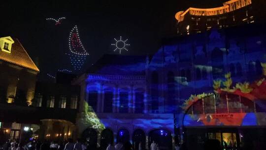 青岛红树林酒店，城堡3D光影秀表演