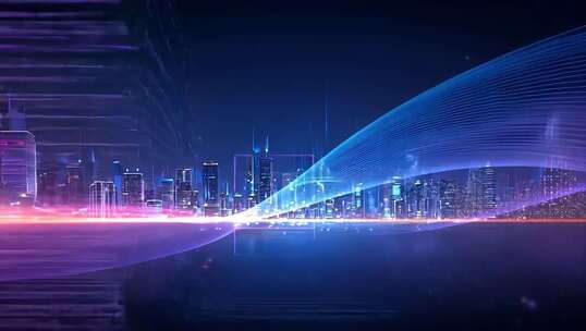 光轨穿梭舞台背景 科技城市信息科技背景