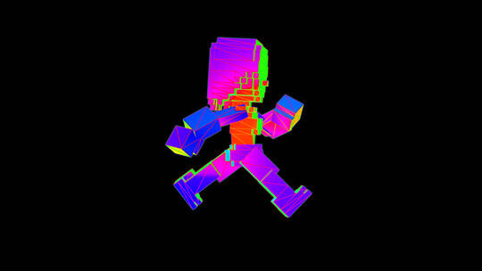 卡通方块人跑步合成素材