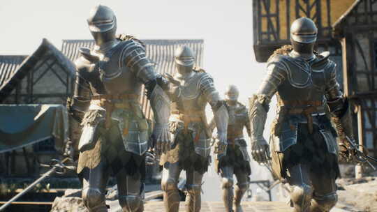 中世纪令人敬畏的骑士上阵