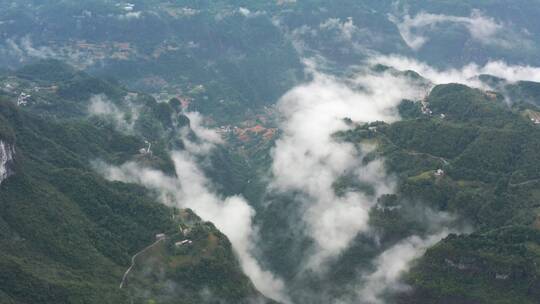 4k航拍高山峡谷云海