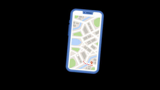 手机智能地图导航卡通动画