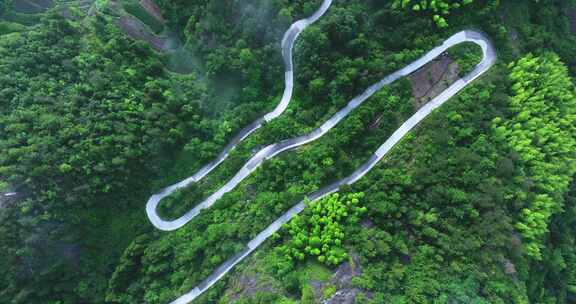 俯瞰山上盘山公路航拍