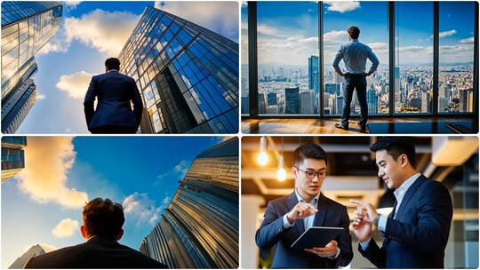 商务精英团队合作 城市精英展望未来高清在线视频素材下载