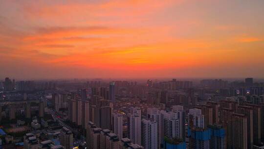 【原创4K】夕阳下的城市建筑航拍空镜头