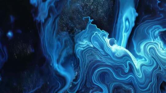 蓝色流动抽象艺术画面