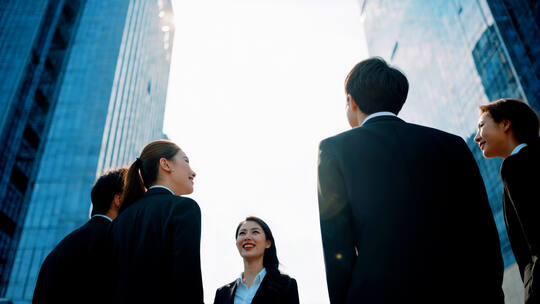 商务合作商业精英握手城市白领职场团队成功