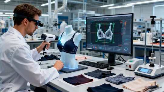 工程师使用虚拟现实技术设计内衣