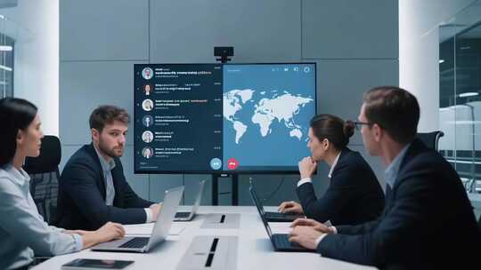 商务人士会议室视频会议场景